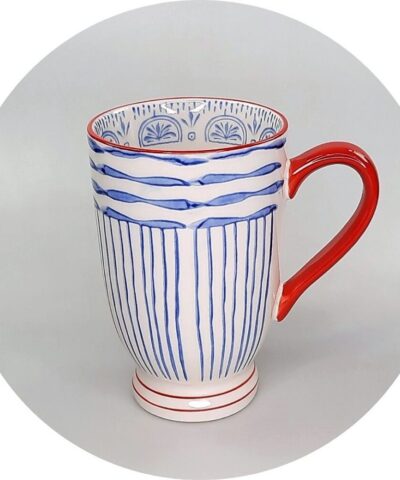 Taza cerámica asa roja