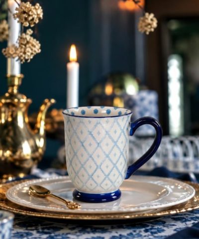 Taza cerámica rombos azules