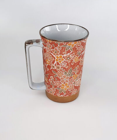 TAZA JAPONESA PINTADA A MANO FONDO NARANJA