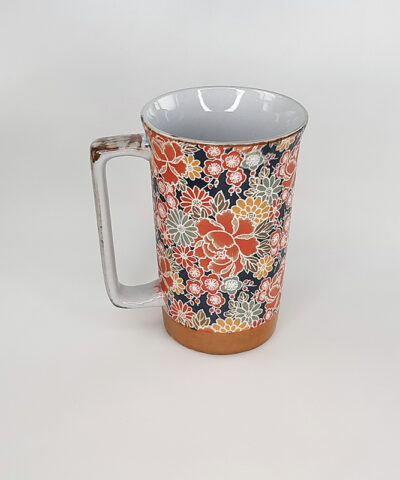 TAZA JAPONESA PINTADA A MANO FONDO AZUL
