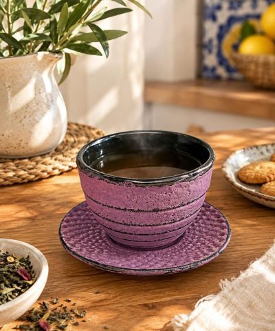 Cuenco Japonés con Plato Hierro Morado