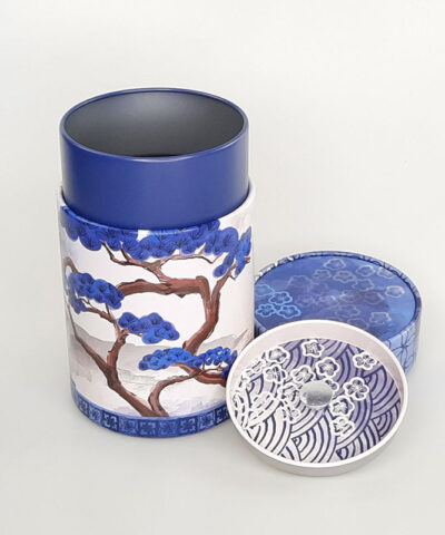 LATA METAL REDONDA ÁRBOLES AZUL 2