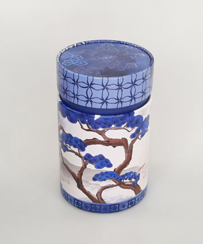 LATA METAL REDONDA ÁRBOLES AZUL Y NEGRO 1