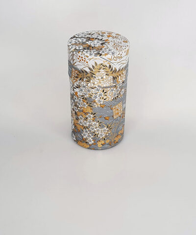 LATA PAPEL JAPONÉS HOJAS GRIS DORADO 01