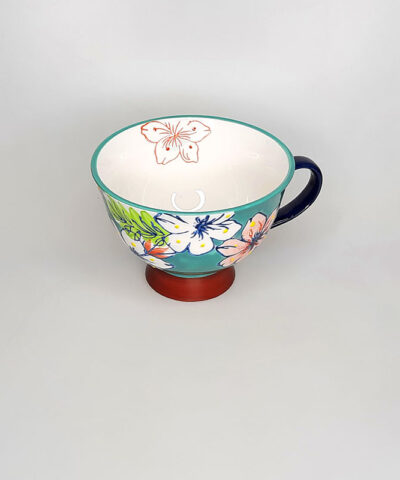 TAZA FLORES FONDO VERDE