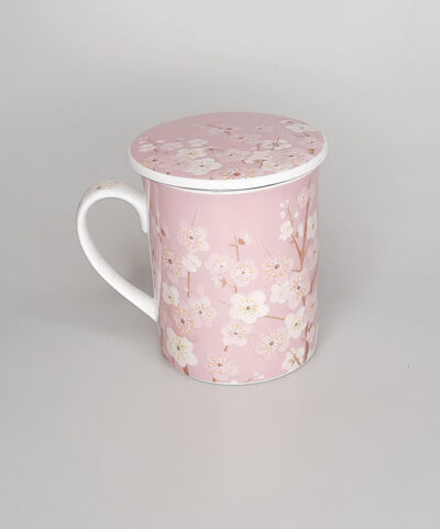 TAZA TAPADERA FLORES DE CEREZO