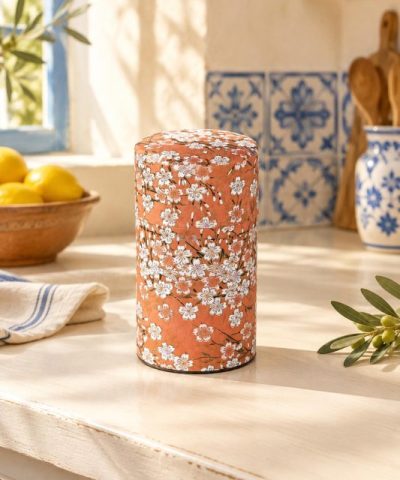 Lata Papel Japonés Flores Coral