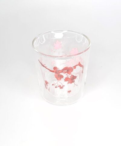 Vaso Vidrio Doble Pared Flor De Cerezo