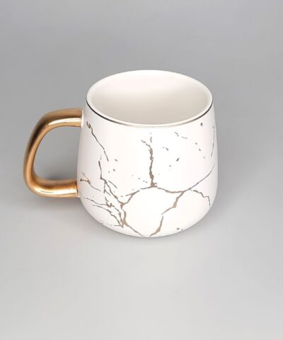 Taza Marmoleada Blanca y Dorada