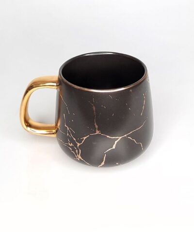 Taza Marmoleada Negro y Dorado