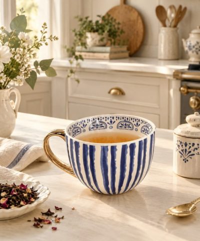 Taza Corina Asa Rayas Azul