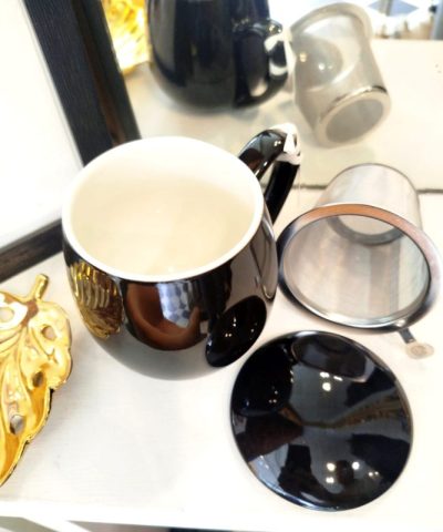 Taza Con Filtro Puchero Brillo Negro