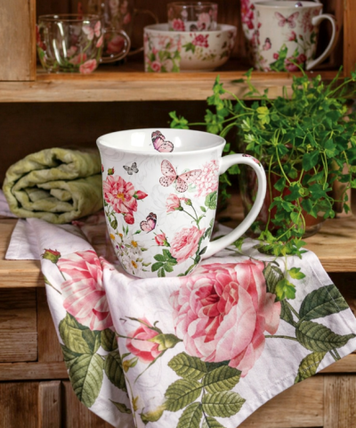 Taza Porcelana Peonías