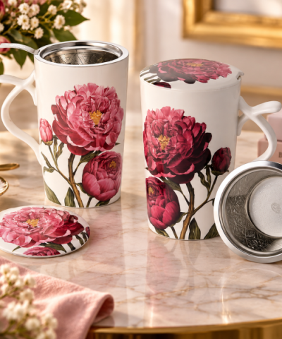 Taza con Filtro Peonías